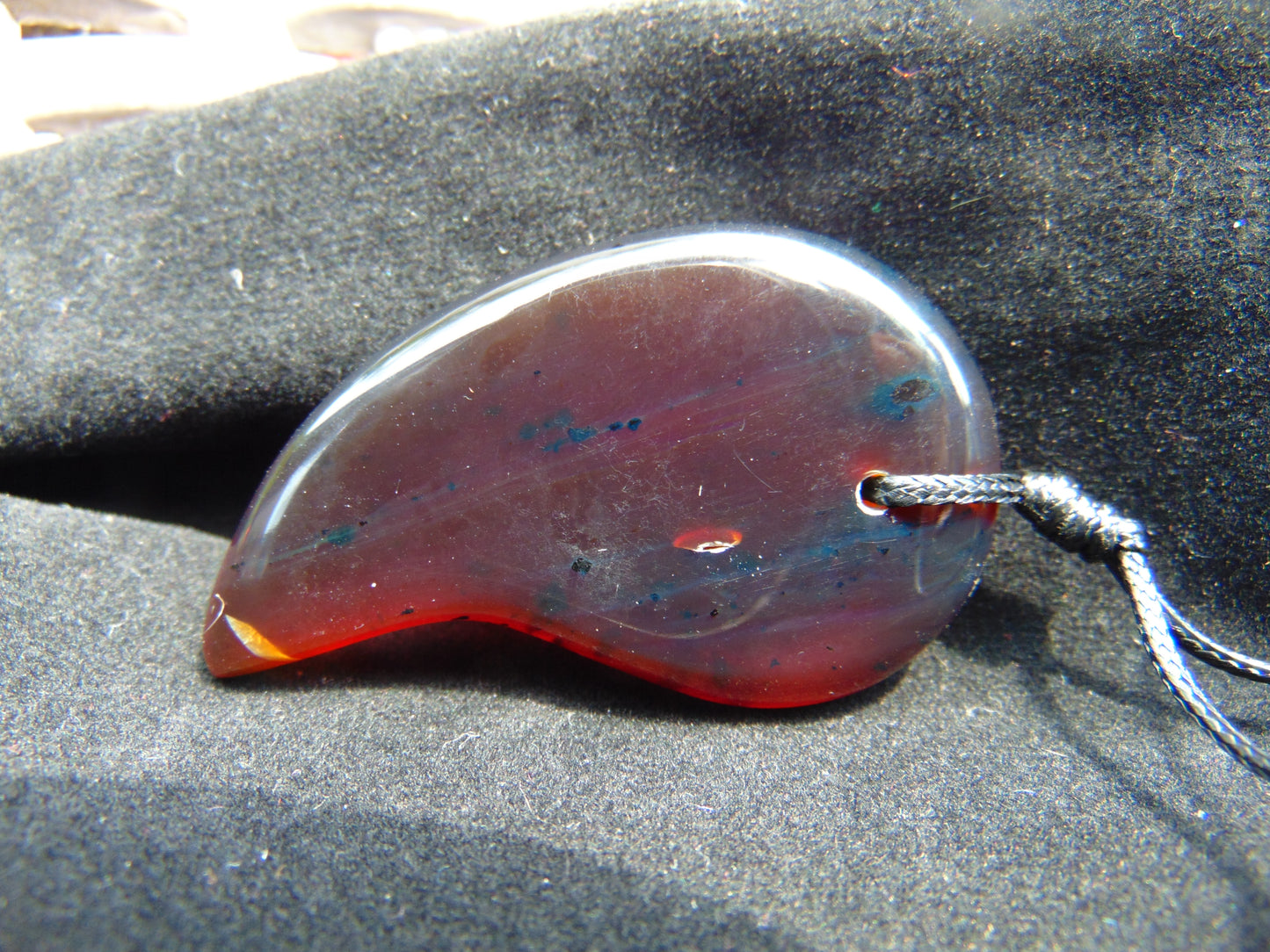 Natural Indonesian Crystal Amber Pendant Magatama, 11 gram Amber Comma Pendant,Unique Statement Gift for Men Women 26A53