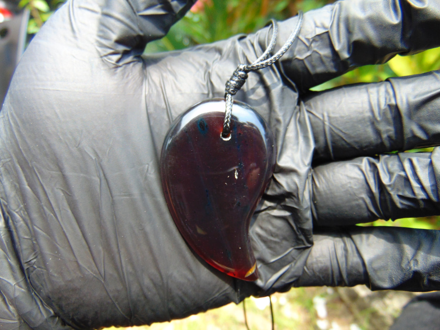 Natural Indonesian Crystal Amber Pendant Magatama, 11 gram Amber Comma Pendant,Unique Statement Gift for Men Women 26A53