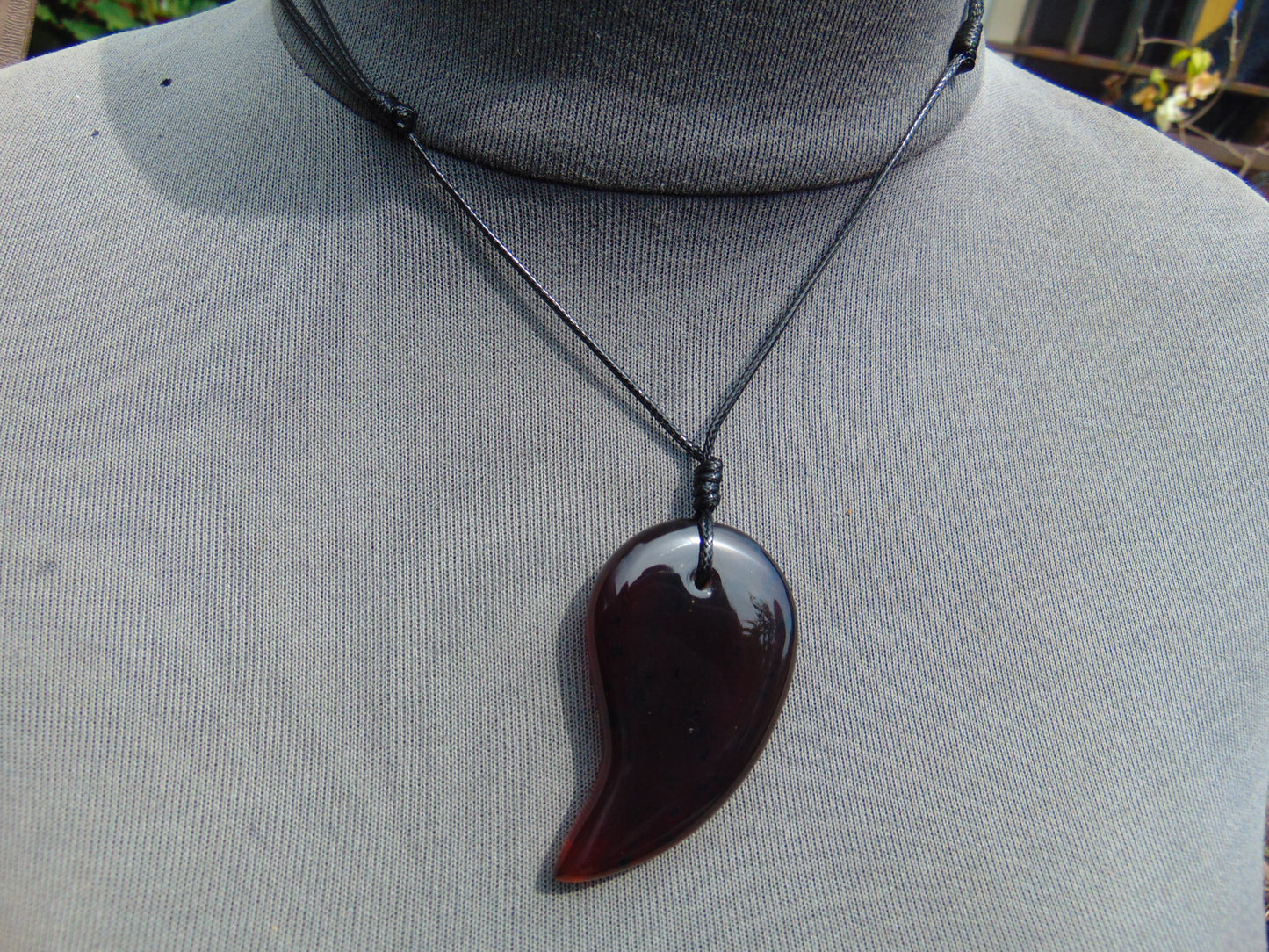 Natural Indonesian Crystal Amber Pendant Magatama, 11 gram Amber Comma Pendant,Unique Statement Gift for Men Women 26A53