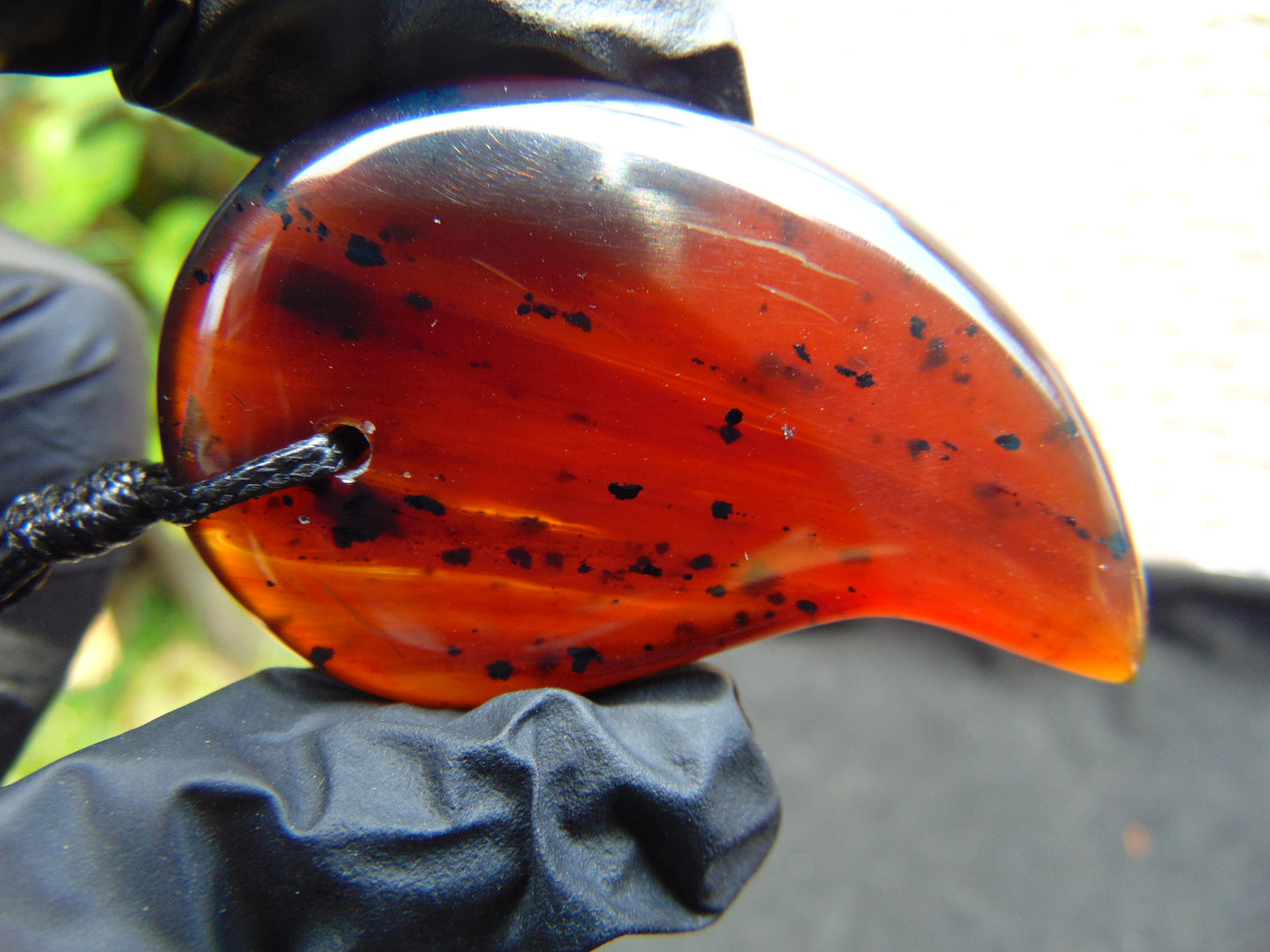 Natural Indonesian Crystal Amber Pendant Magatama, 11 gram Amber Comma Pendant,Unique Statement Gift for Men Women 26A53