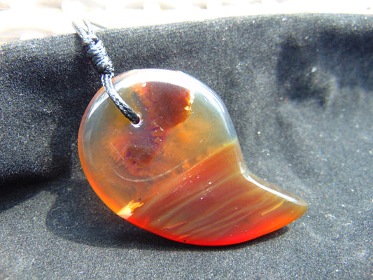 Natural Indonesian Amber Pendant Magatama, 14 gram Amber Comma Pendant,Unique Statement Gift for Men Women 26A50