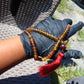 43 gram 108 Rosary Mala Buddha for Yoga and Meditation Indonesian Yellow Blue Amber for Healing MI24