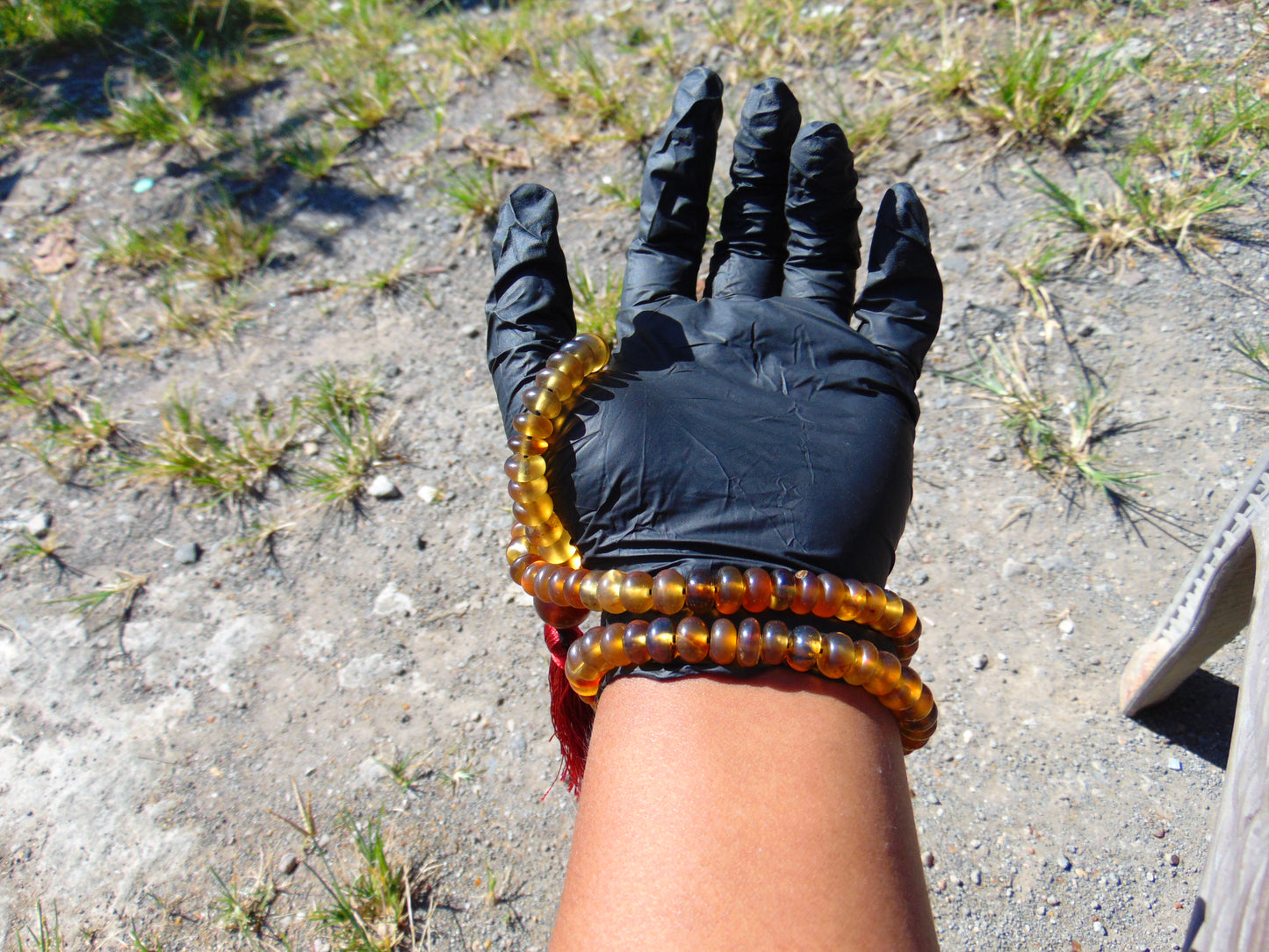 43 gram 108 Rosary Mala Buddha for Yoga and Meditation Indonesian Yellow Blue Amber for Healing MI24
