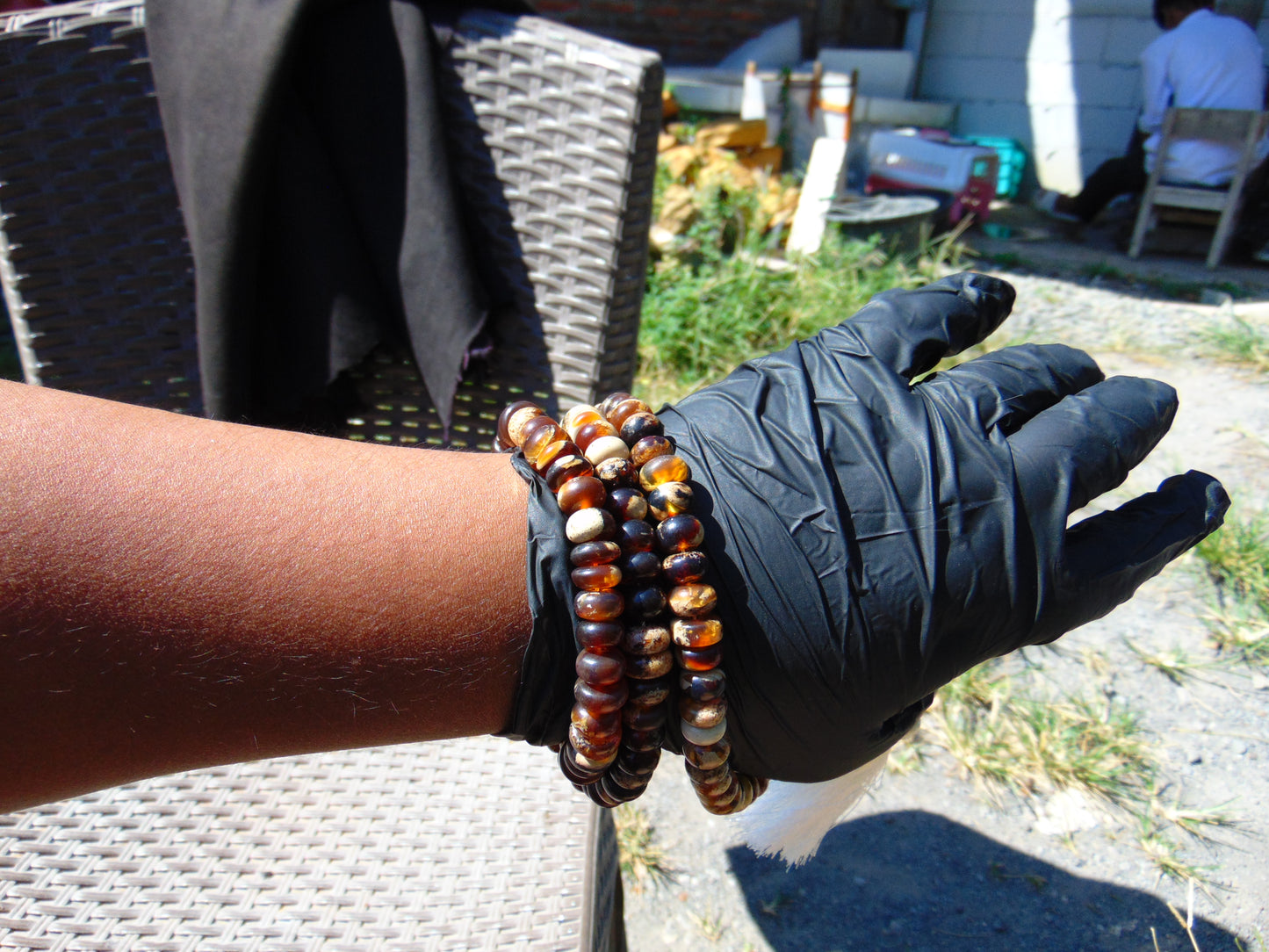 52 gram 108 Beads Rosary Mala Buddha for Yoga and Meditation Indonesian Zebra White Amber for Healing MR4