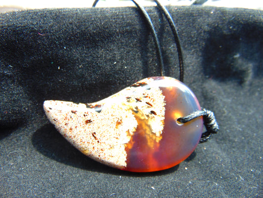 Natural Indonesian Blue Amber Pendant Magatama, 10 gram Blue Amber Comma Pendant,Unique Statement Gift for Men Women 26A55