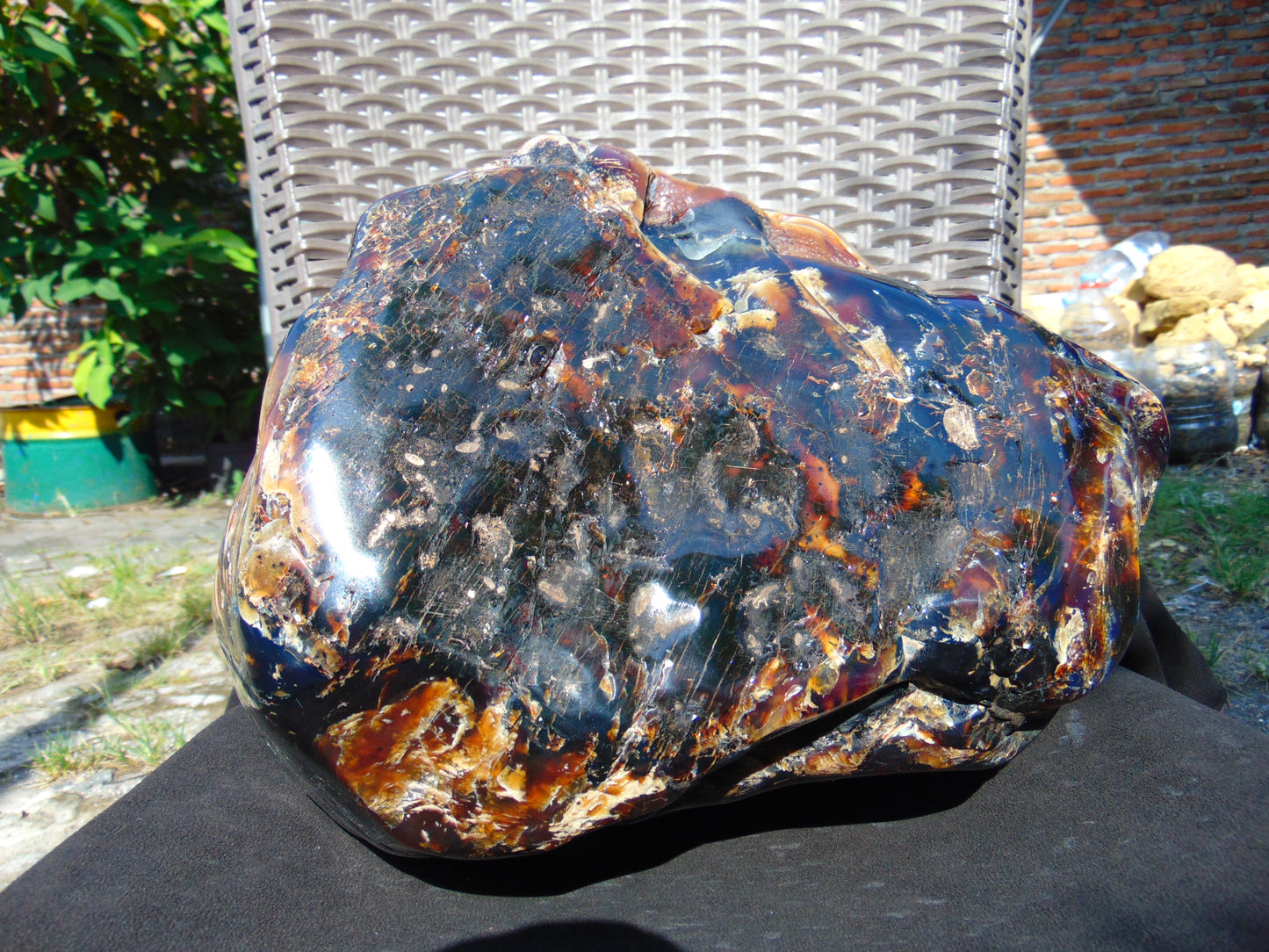 9805 gram full polished 29x27x22 cm Indonesian Zebra Blue Amber for Healing ML58