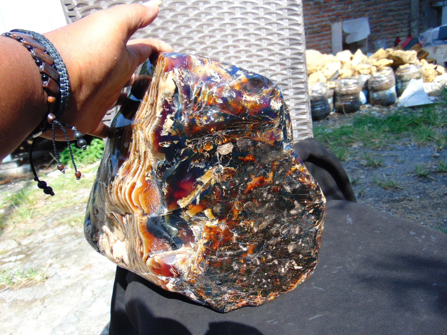 9805 gram full polished 29x27x22 cm Indonesian Zebra Blue Amber for Healing ML58