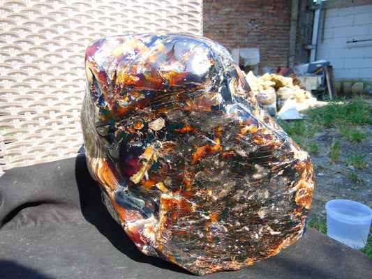 9805 gram full polished 29x27x22 cm Indonesian Zebra Blue Amber for Healing ML58