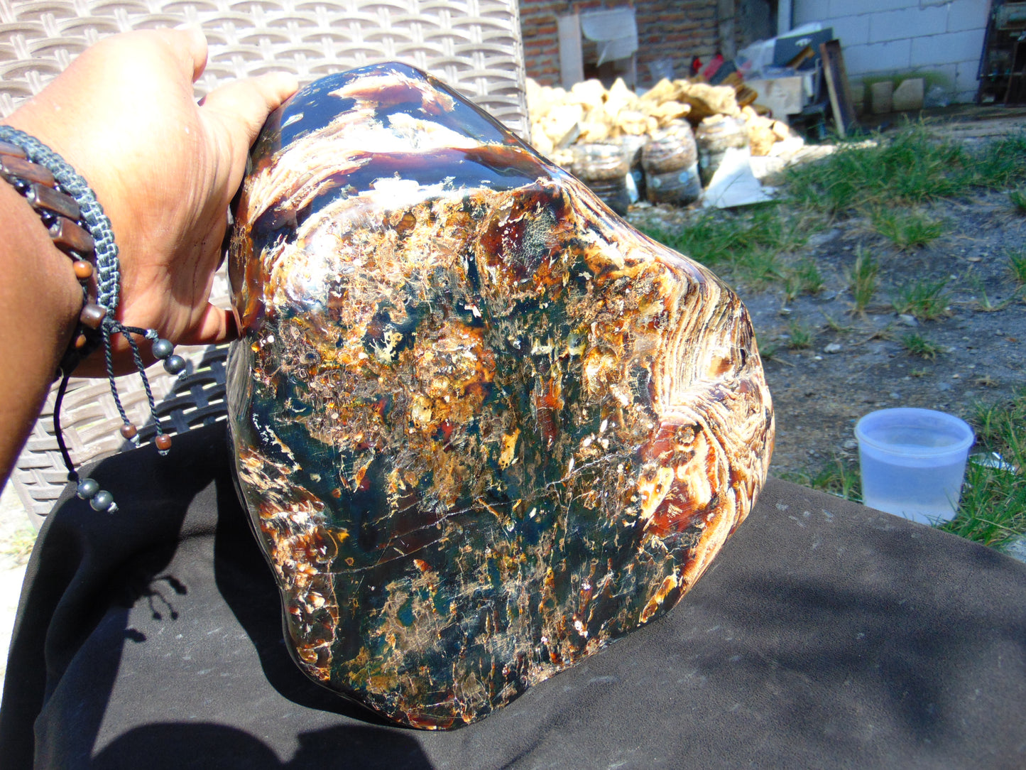 9805 gram full polished 29x27x22 cm Indonesian Zebra Blue Amber for Healing ML58