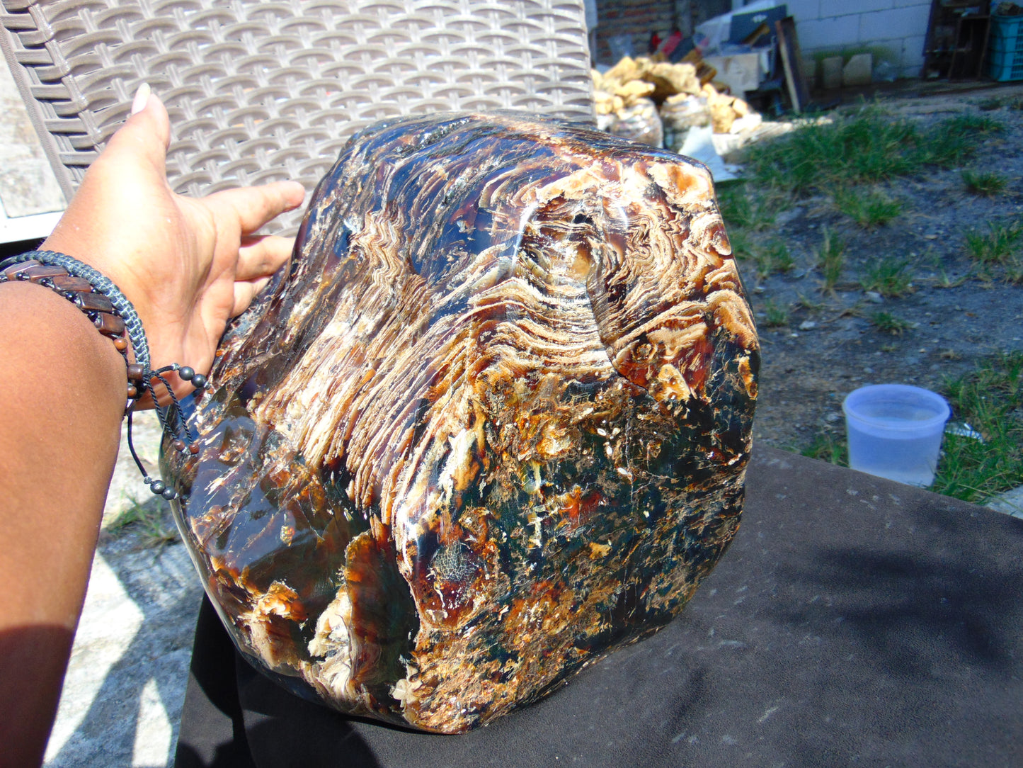 9805 gram full polished 29x27x22 cm Indonesian Zebra Blue Amber for Healing ML58
