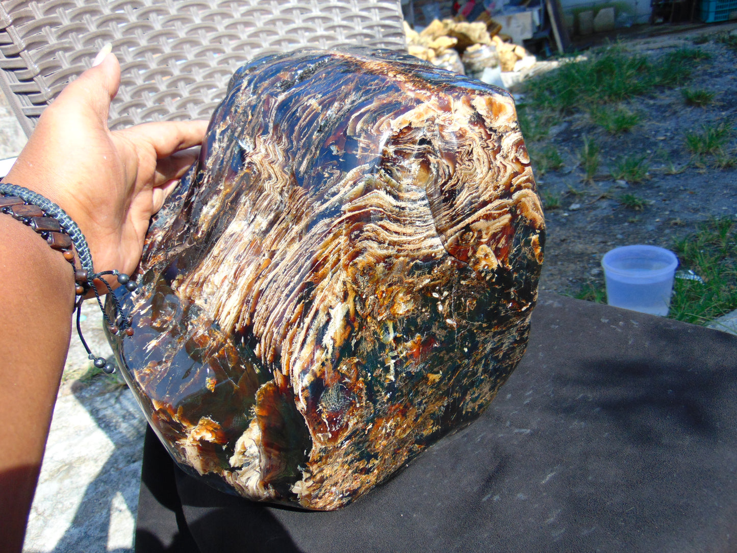 9805 gram full polished 29x27x22 cm Indonesian Zebra Blue Amber for Healing ML58