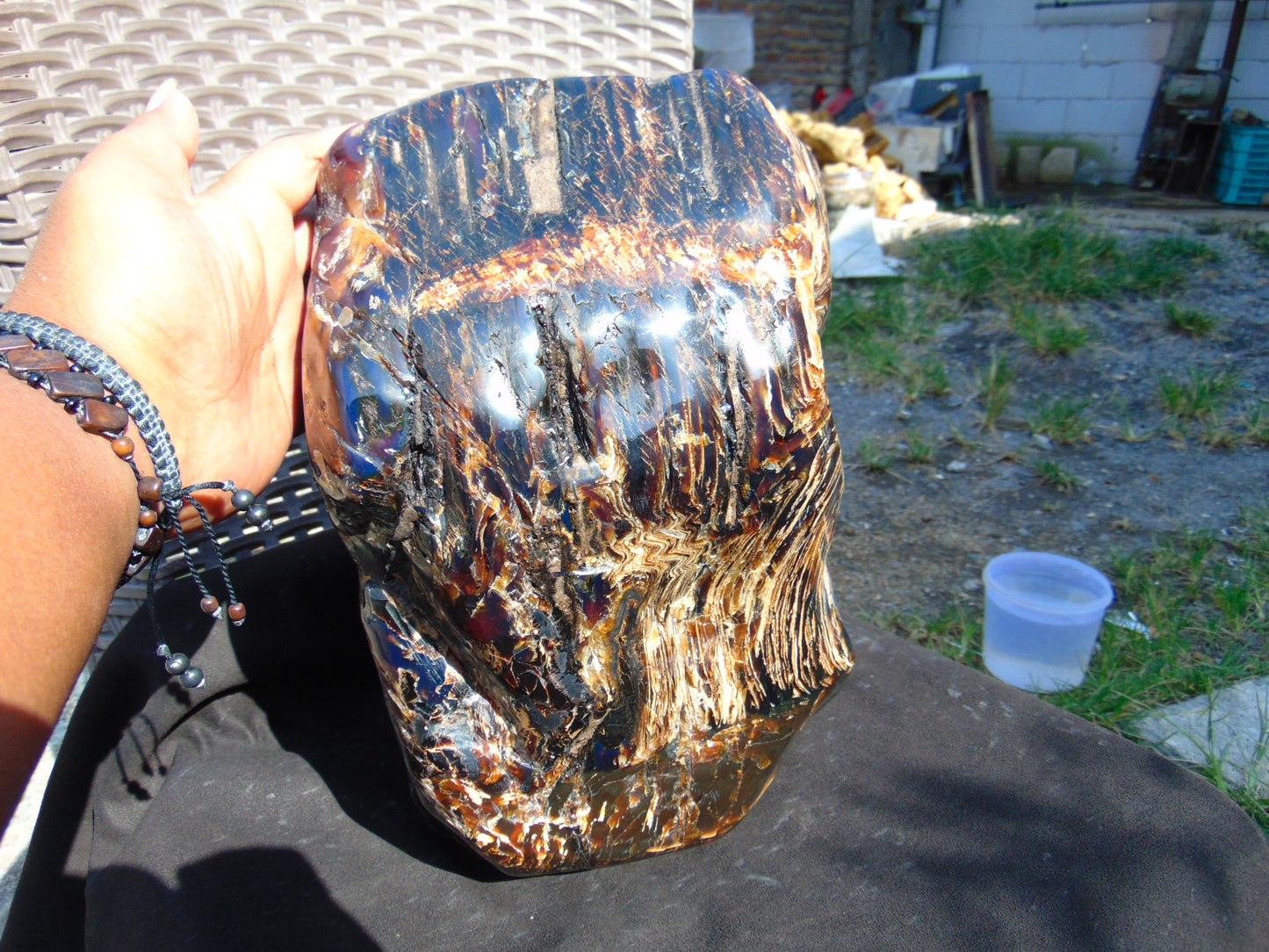 9805 gram full polished 29x27x22 cm Indonesian Zebra Blue Amber for Healing ML58