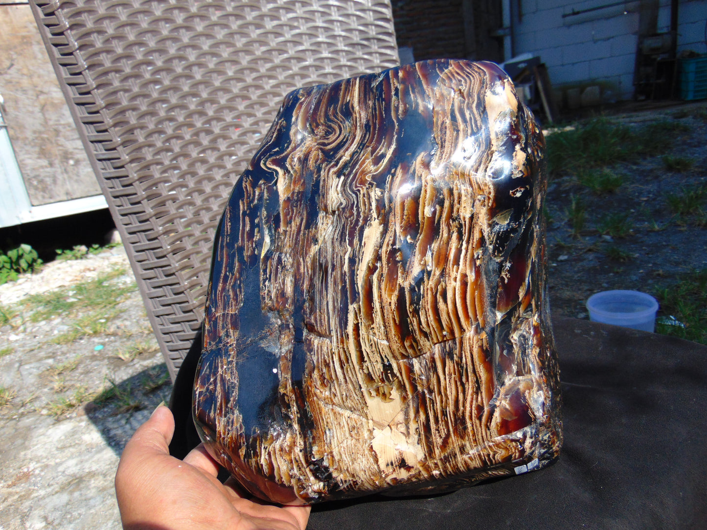 9805 gram full polished 29x27x22 cm Indonesian Zebra Blue Amber for Healing ML58