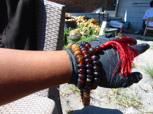74 gram 108 Rosary Mala Buddha for Yoga and Meditation Indonesian Dark Red Amber for Healing MI25