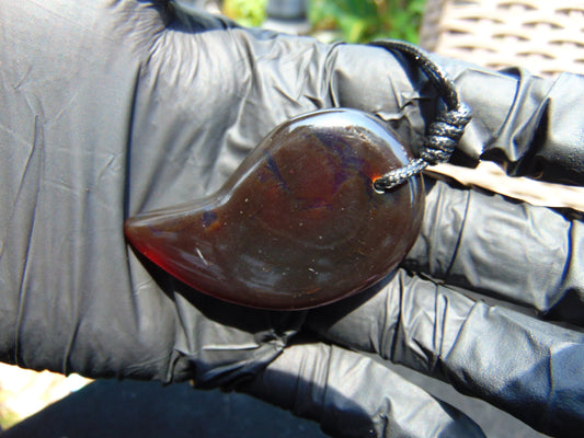 Natural Indonesian Amber Pendant Magatama, 14 gram Amber Comma Pendant,Unique Statement Gift for Men Women 26a06