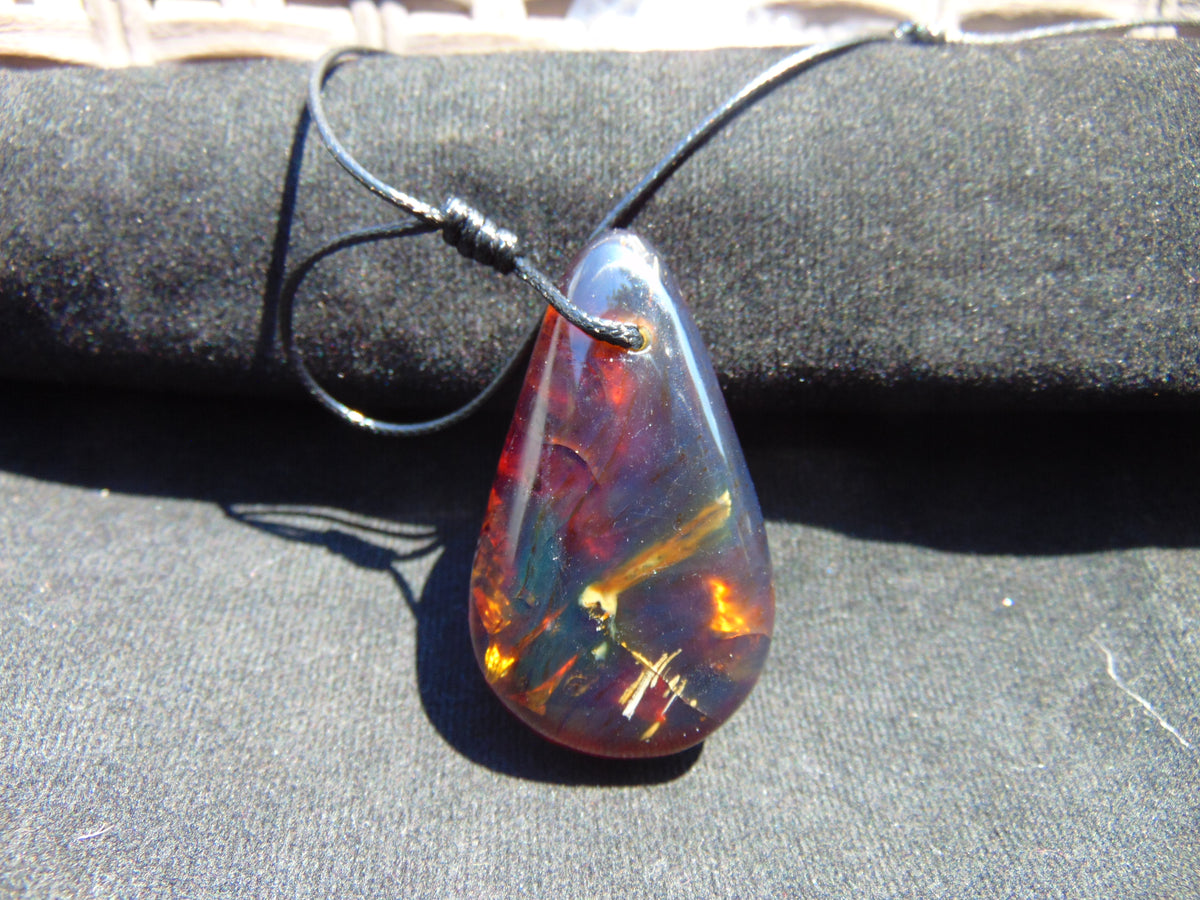 13 gram Teardrop Pendant Indonesian Blue Amber for Healing 26A344