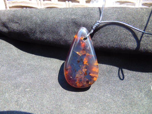 13 gram Teardrop Pendant Indonesian Blue Amber for Healing 26A344