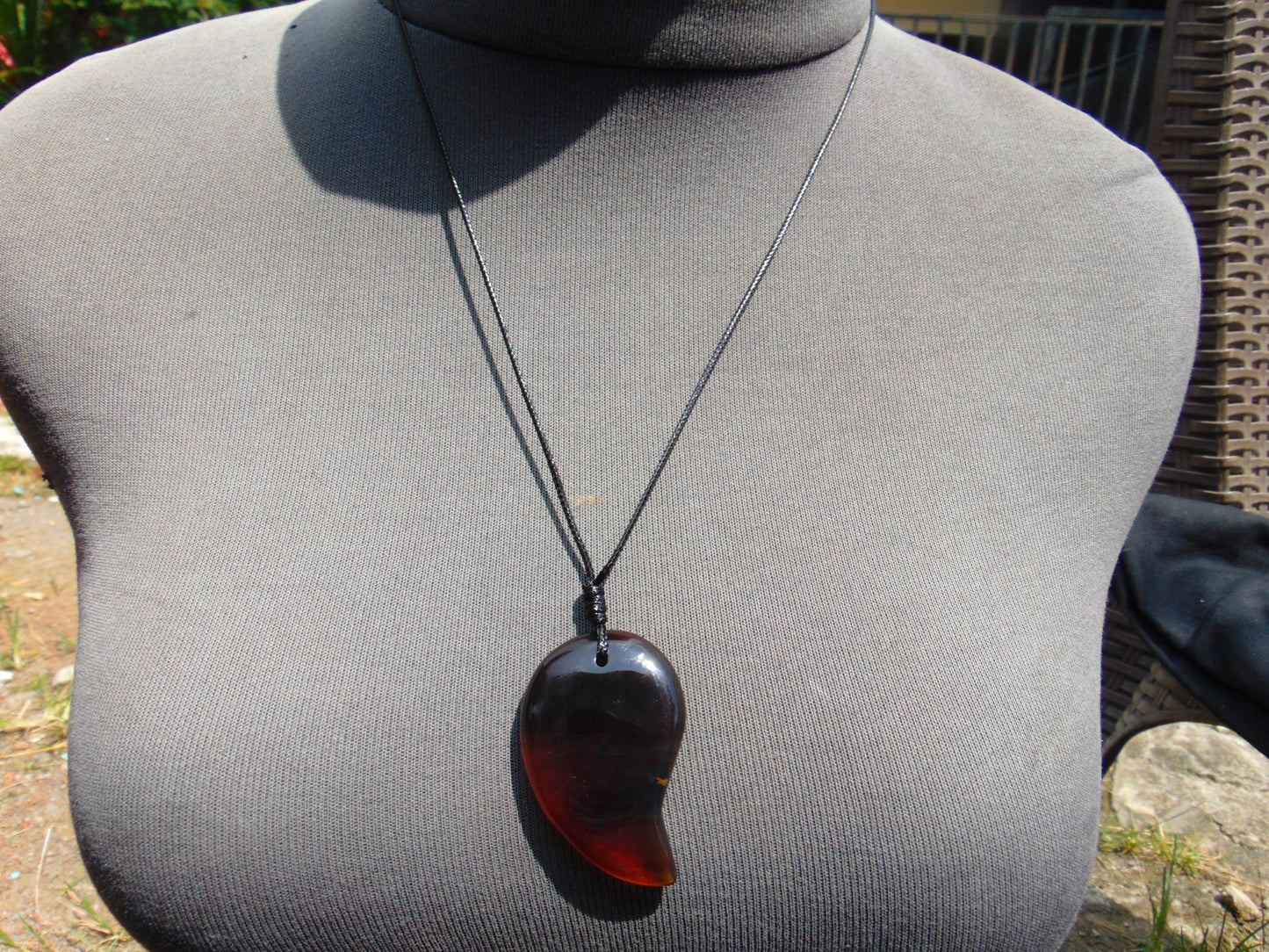 Natural Indonesian Amber Pendant Magatama, 7 gram Amber Comma Pendant,Unique Statement Gift for Men Women 26A57