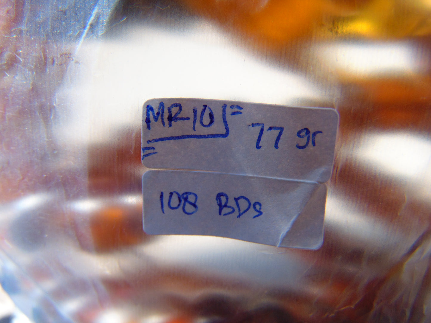 77 gram 108 Beads Rosary Mala Buddha for Yoga and Meditation Indonesian Yellow Blue Amber for Healing MR10