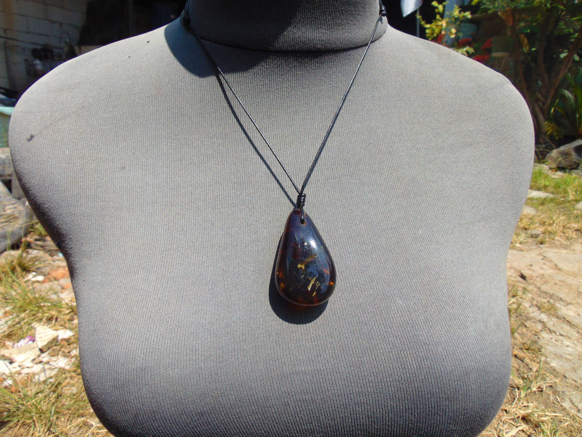 13 gram Teardrop Pendant Indonesian Blue Amber for Healing 26A344