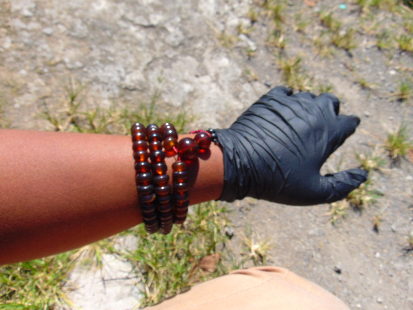 78 gram 108 Beads Rosary Mala Buddha for Yoga and Meditation Indonesian Red Bluish Amber for Healing MR7