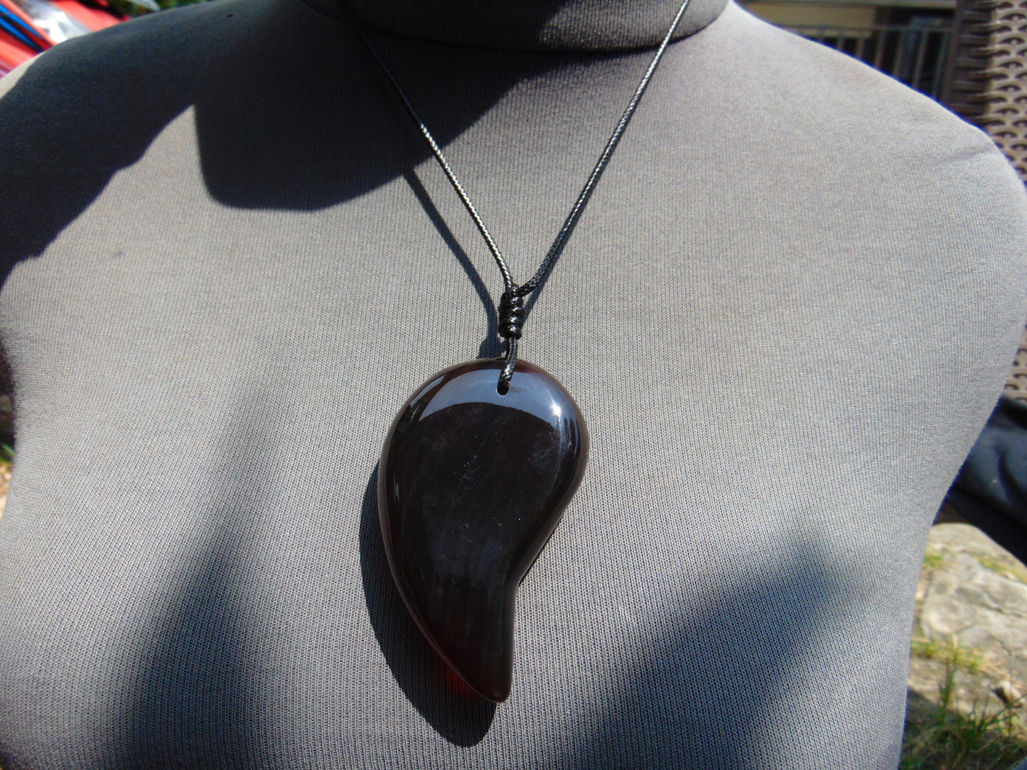 Natural Indonesian Crystal Amber Pendant Magatama, 31 gram Amber Comma Pendant,Unique Statement Gift for Men Women 26A08