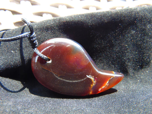 Natural Indonesian Amber Pendant Magatama, 11 gram Amber Comma Pendant,Unique Statement Gift for Men Women 26A51