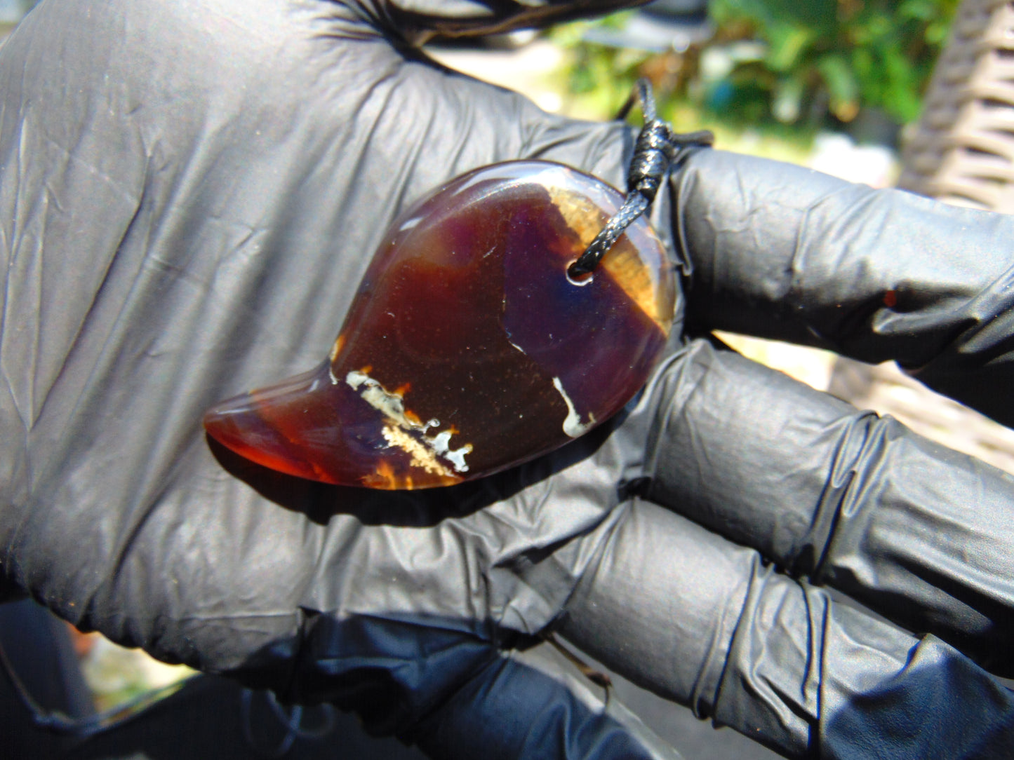 Natural Indonesian Amber Pendant Magatama, 11 gram Amber Comma Pendant,Unique Statement Gift for Men Women 26A51