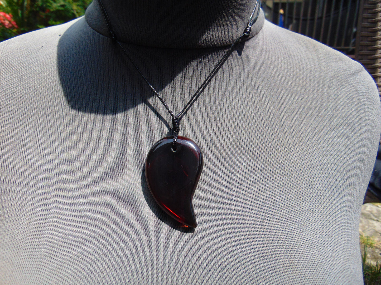 Natural Indonesian Crystal Amber Pendant Magatama, 10 gram Crystal Amber Comma Pendant,Unique Statement Gift for Men Women 26a49 (Copy)