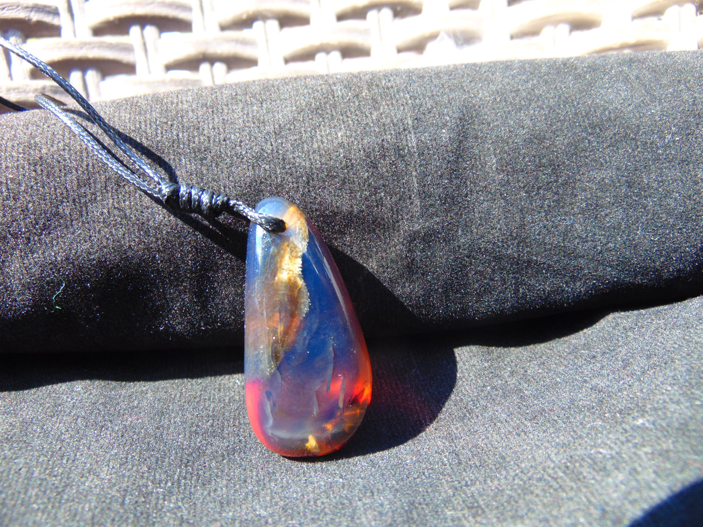 6 gram Teardrop Pendant Indonesian Blue Amber for Healing PBA110