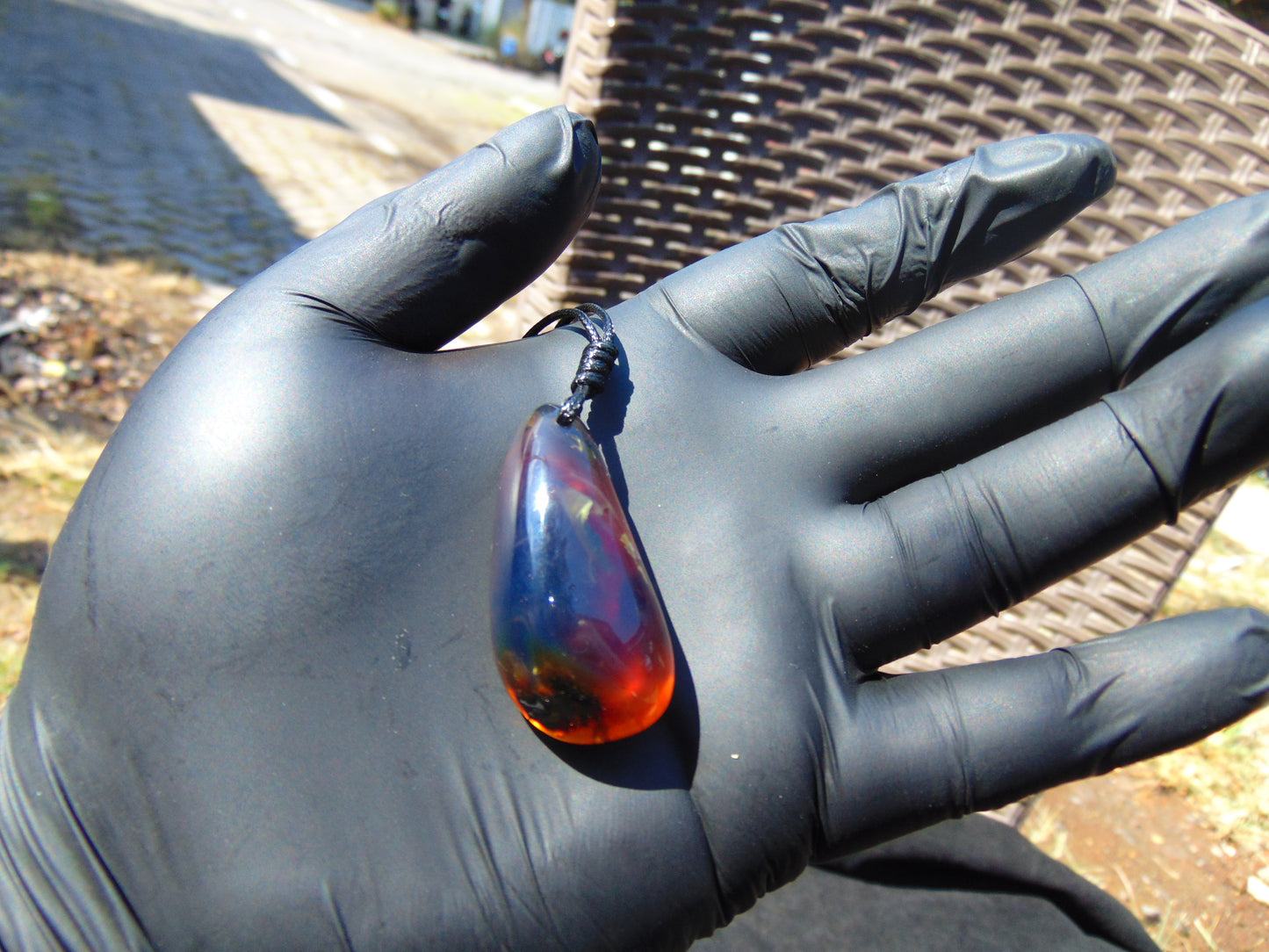 6 gram Teardrop Pendant Indonesian Blue Amber for Healing PBA110