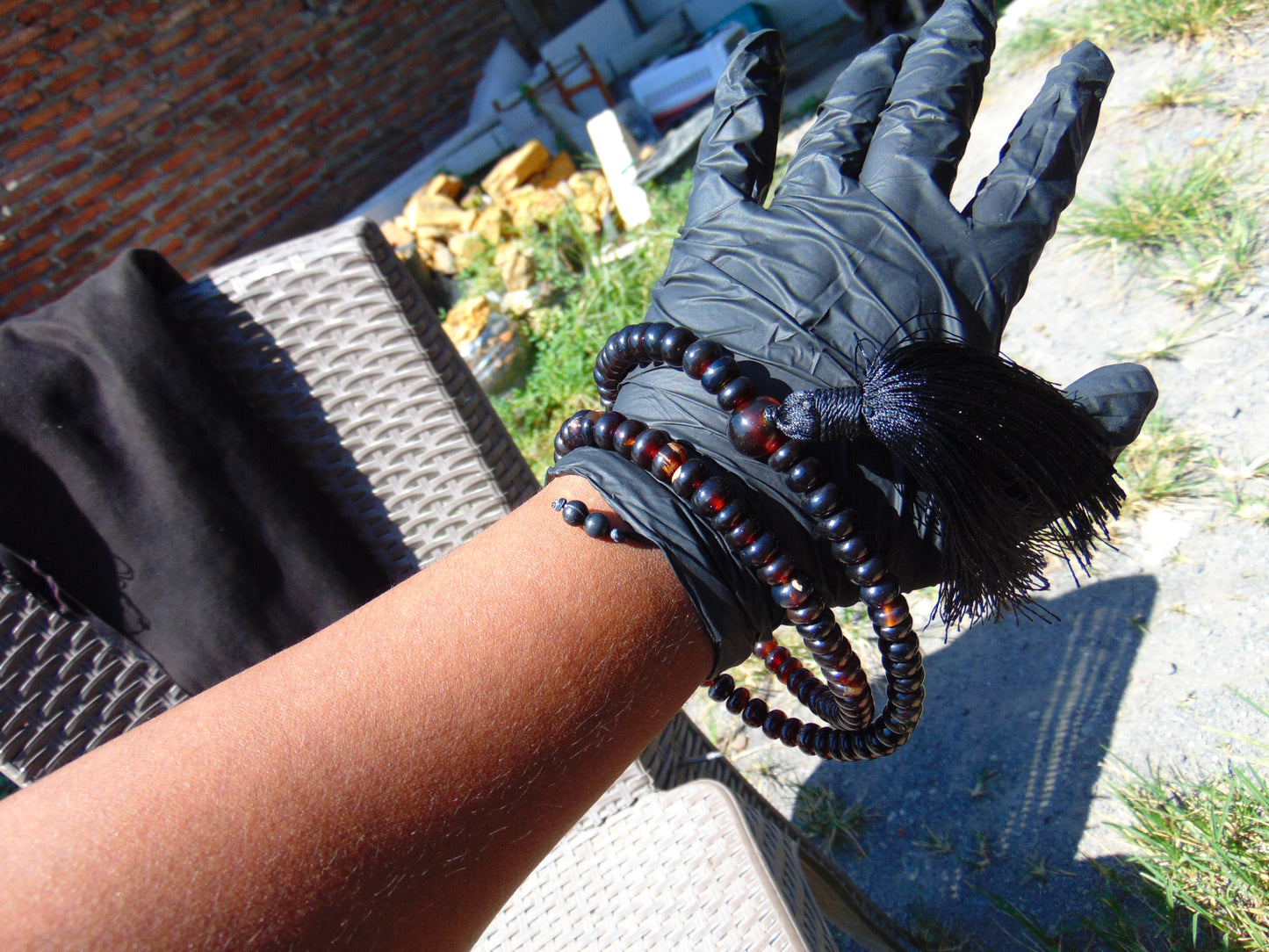 43 gram 108 Mala Buddha for Yoga and Meditation Indonesian Dark Red Amber for Healing AR708