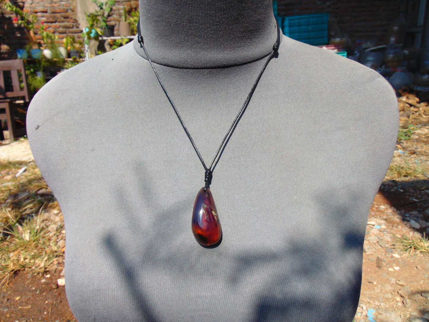 6 gram Teardrop Pendant Indonesian Blue Amber for Healing PBA110