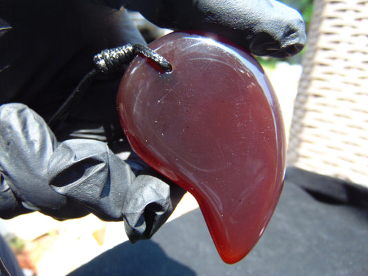 Natural Indonesian Amber Pendant Magatama, 31 gram Amber Comma Pendant,Unique Statement Gift for Men Women 25a05