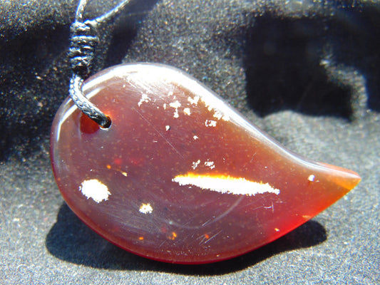 Natural Indonesian Crystal Amber Pendant Magatama, 11 gram Amber Comma Pendant,Unique Statement Gift for Men Women 26Y68