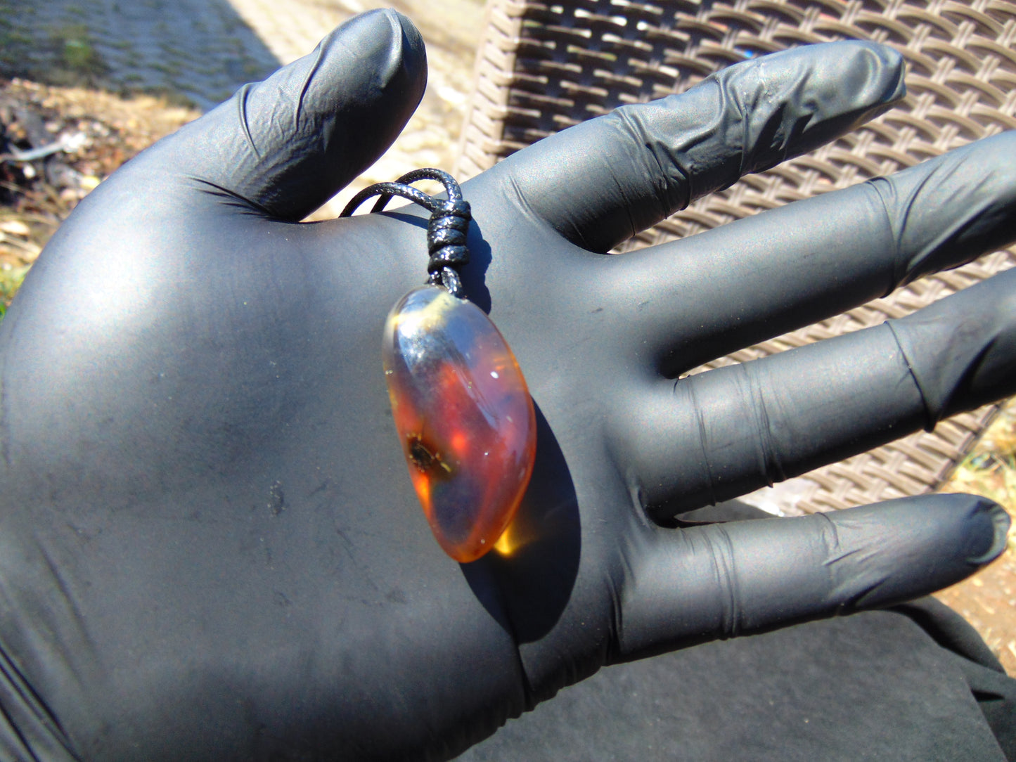 6 gram Teardrop Pendant Indonesian Blue Amber for Healing PB222