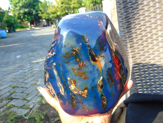1388 gr Full Polished 18x17x9 cm Indonesian Blue Amber for Healing AR112