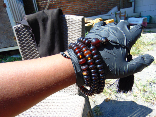 74 gram 108 Beads Rosary Mala Buddha for Yoga and Meditation Indonesian Dark Red Amber for Healing MR5