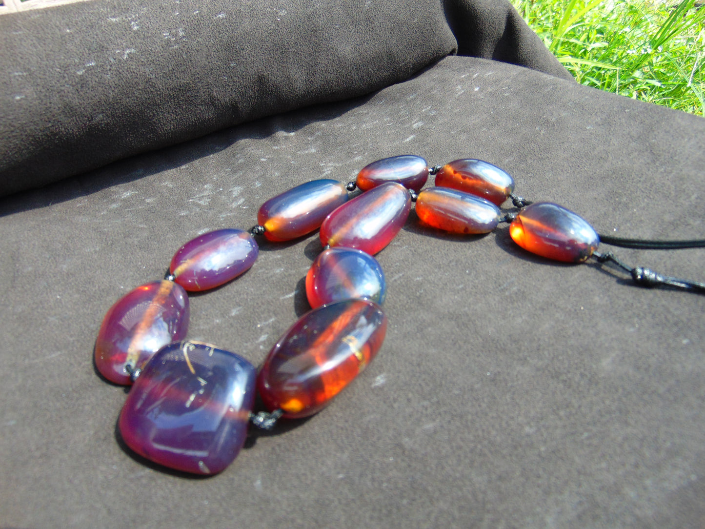 167 gr 11 beads Big Necklace Indonesian blue Amber for Healing FRN14