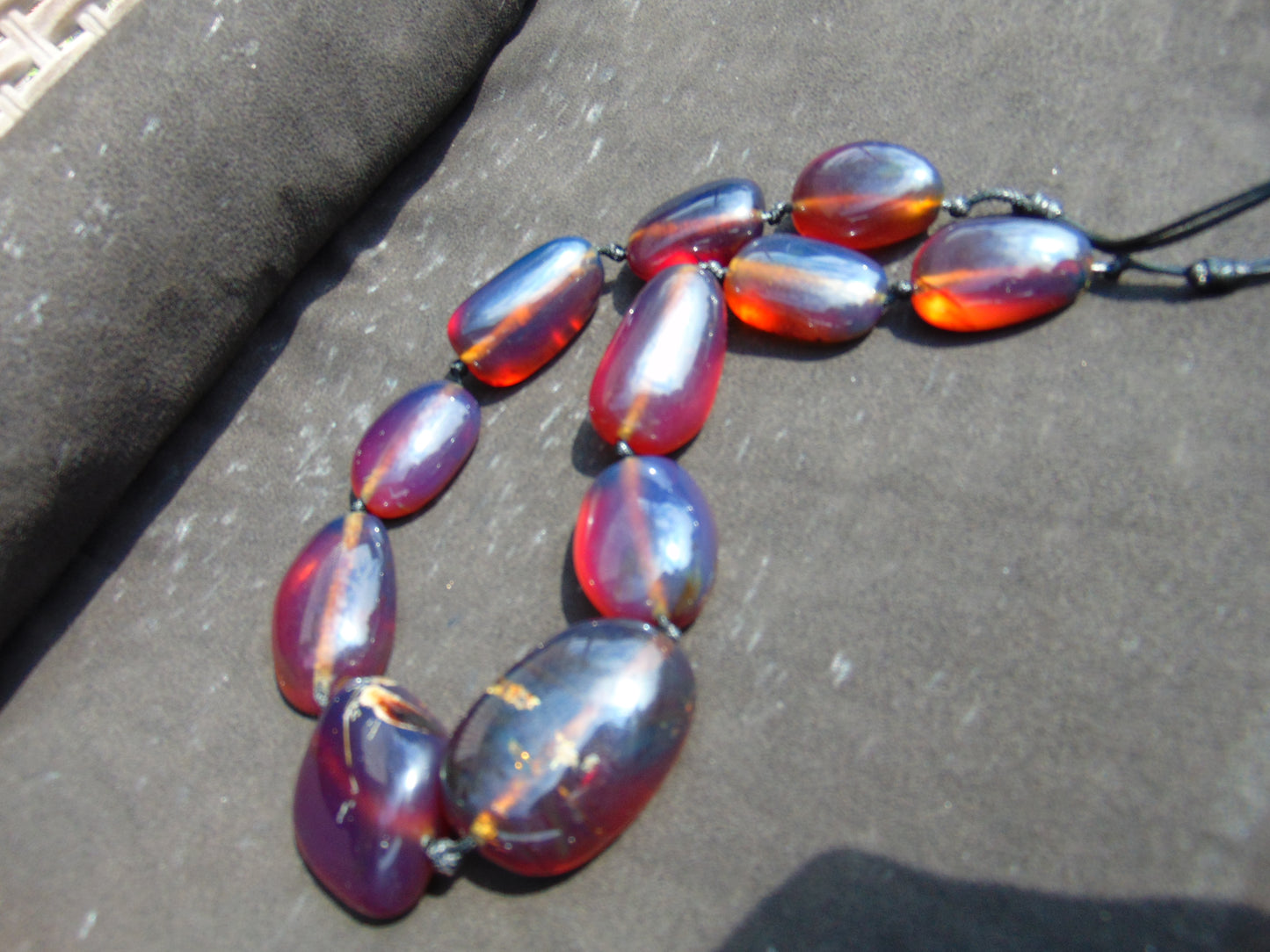 167 gr 11 beads Big Necklace Indonesian blue Amber for Healing FRN14