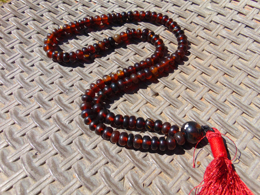 43 gram 108 Mala Buddha for Yoga and Meditation Indonesian Dark Red Amber for Healing AR807