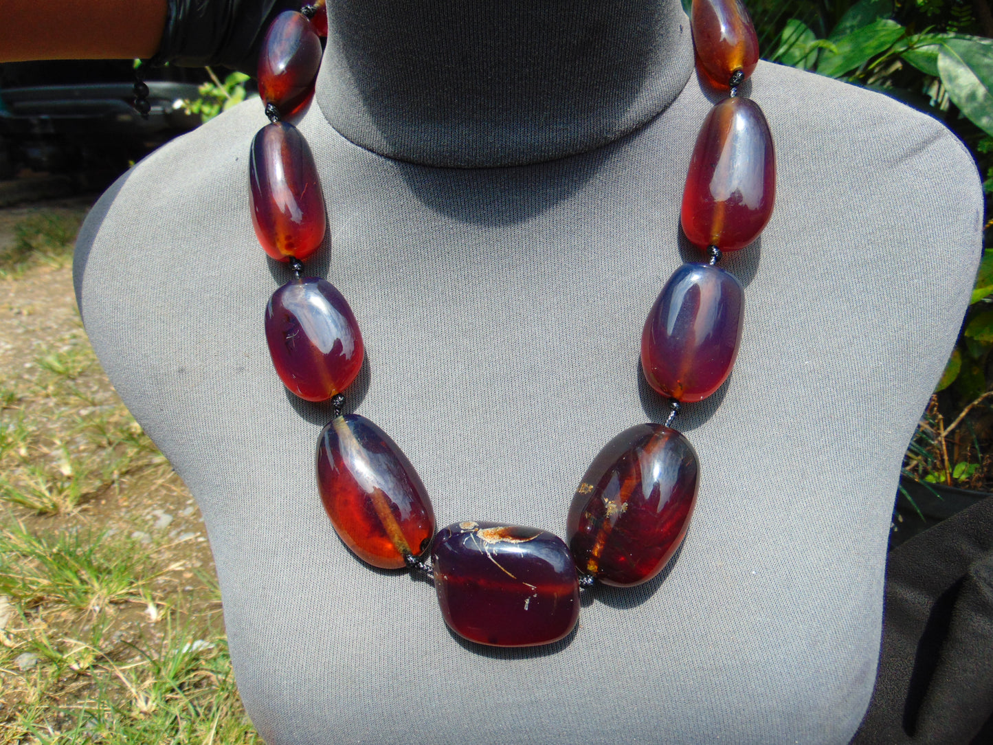 167 gr 11 beads Big Necklace Indonesian blue Amber for Healing FRN14