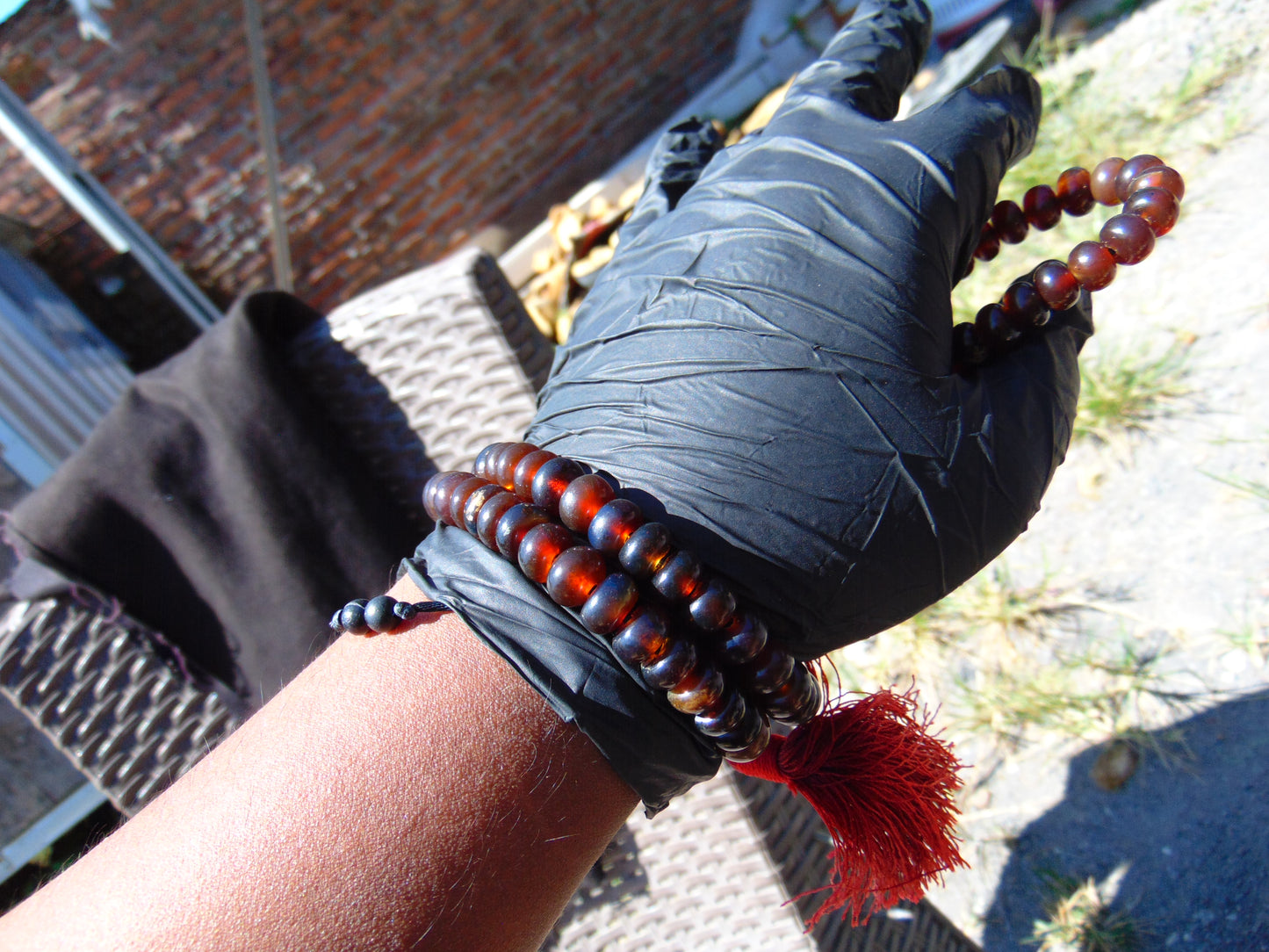 43 gram 108 Mala Buddha for Yoga and Meditation Indonesian Dark Red Amber for Healing AR807