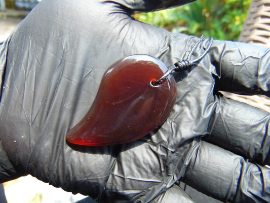 Natural Indonesian Red Amber Pendant Magatama, 9 gram Amber Comma Pendant,Unique Statement Gift for Men Women 26N30