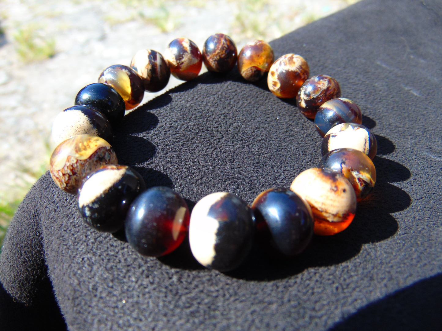 19 Gram 18 Small Beads Bracelet Indonesian Yellow Bluish Amber for Healing SB46