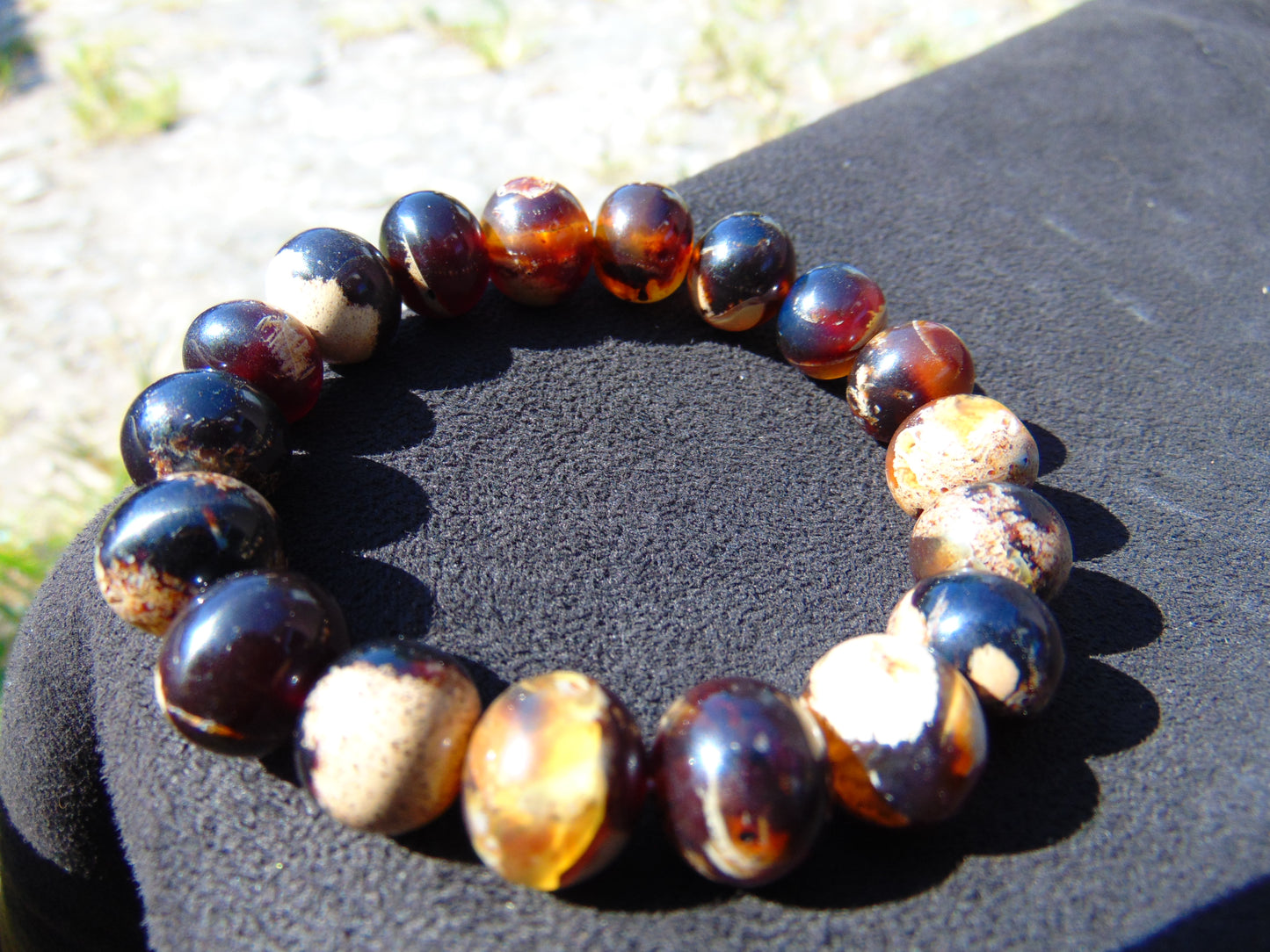 19 Gram 18 Small Beads Bracelet Indonesian Yellow Bluish Amber for Healing SB46