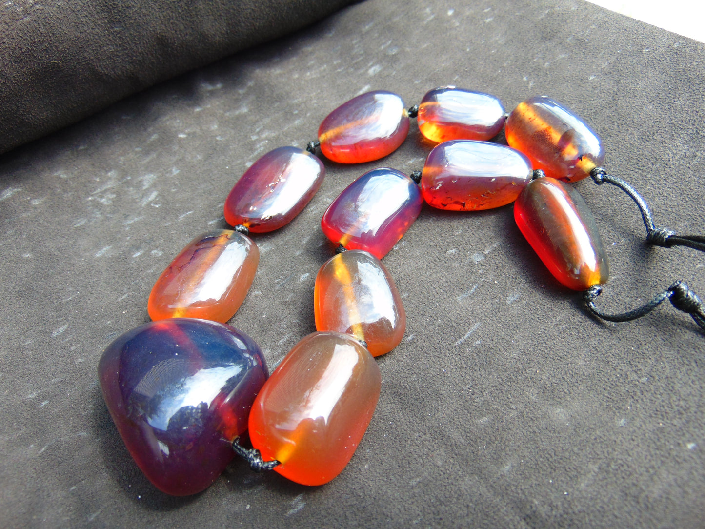 172 gr 11 beads Big Necklace Indonesian blue Amber for Healing FRN33