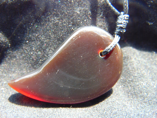 Natural Indonesian Blue Amber Pendant Magatama, 7 gram Blue Amber Comma Pendant,Unique Statement Gift for Men Women 26y67