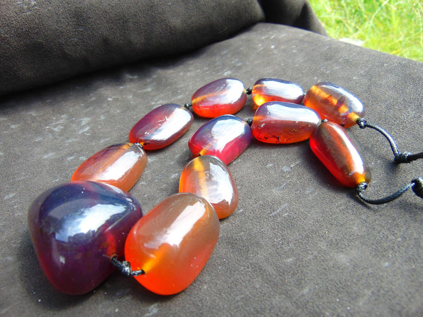 172 gr 11 beads Big Necklace Indonesian blue Amber for Healing FRN33