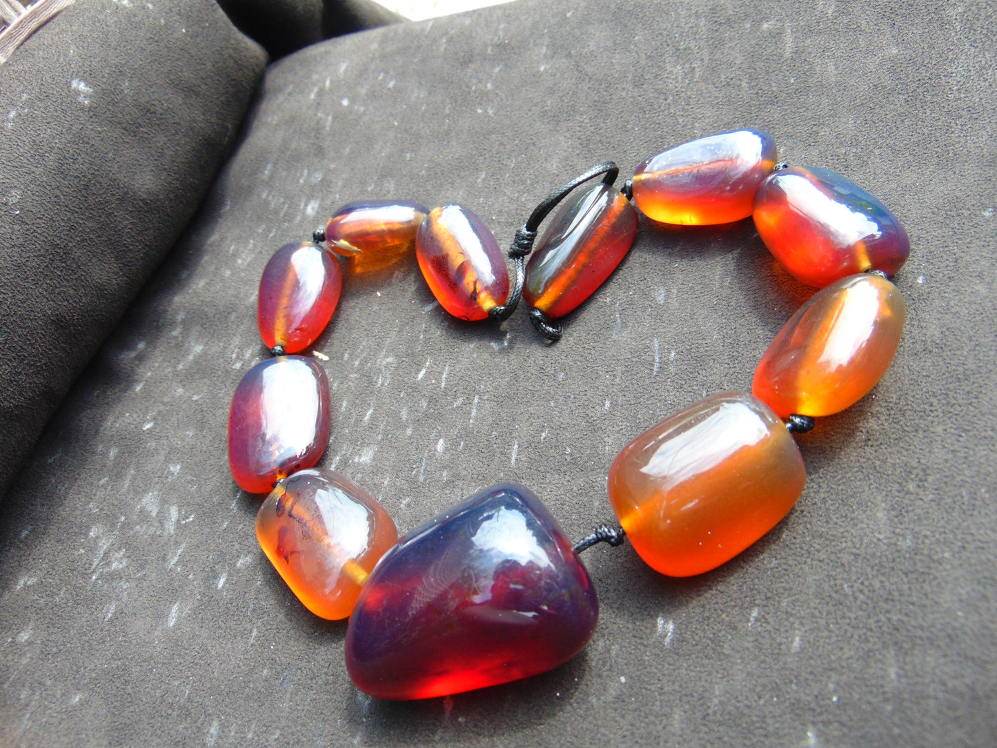 172 gr 11 beads Big Necklace Indonesian blue Amber for Healing FRN33
